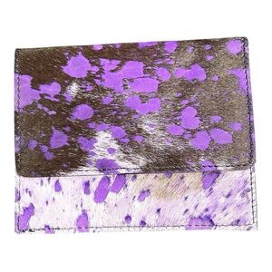 Genuine Hair-On Hide Purple Speckled Wallet